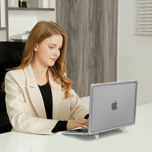 MOSISO Compatible with MacBook Air 13 inch Case M5 M4 M3 M2, Matte Clear | 4 in 1 Kit Anti-Crack Hard Shell with Kickstand for MacBook Air 13.6 inch Case 2026-2022 A3449 A3240 A3113 A2681 - color: Matte Clear