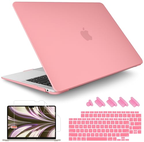 May Chen Compatible with New MacBook Air 13 inch Case 2021 2020 2019 2018 Release, Plastic Hard Shell with Keyboard Case for MacBook Air 13 inch with Retina Dispaly Fits Touch ID, Matte Pink - color: Pink