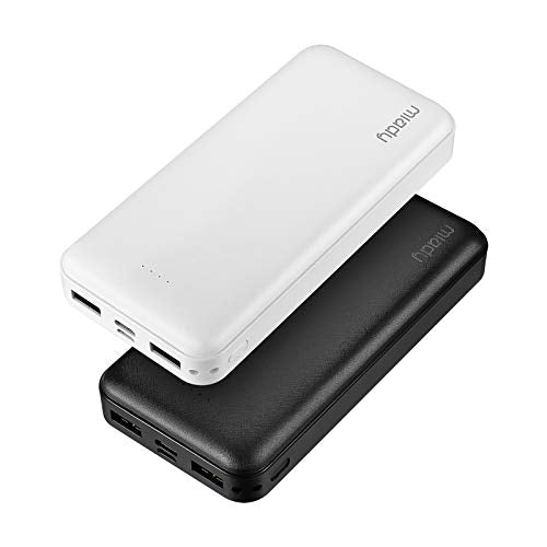 Miady 2-Pack Portable Charger 22.5W Power Bank 20000mAh Travel Battery Pack | Fast Charging丨Dual USB丨3 Outputs 2 Inputs丨High Capacity丨Compatible with iPhone 17 Android etc丨74Wh丨for Camping丨Black+White