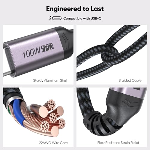 USB C 3.2 Gen 2 Cable 10ft Long, 4K@60Hz Video Monitor Display 10Gbps High Speed Data Transfer 100W Fast Charging Cord for PS5 Xbox Steam Deck iPhone 17 Galaxy S26 Laptop Monitor