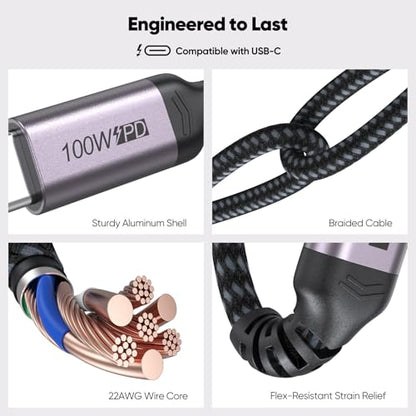 USB C 3.2 Gen 2 Cable 10ft Long, 4K@60Hz Video Monitor Display 10Gbps High Speed Data Transfer 100W Fast Charging Cord for PS5 Xbox Steam Deck iPhone 17 Galaxy S26 Laptop Monitor