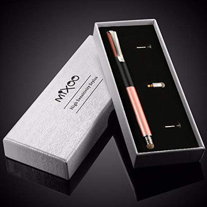 Mixoo Capacitive Stylus Pen, Disc & Fiber Tip 2 in 1 Series, High Sensitivity and Precision, Universal for ipad, iPhone, Tablets and Other Touch Screens, Model: Rose Gold - color: Rose Gold