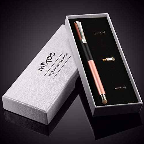 Mixoo Capacitive Stylus Pen, Disc & Fiber Tip 2 in 1 Series, High Sensitivity and Precision, Universal for ipad, iPhone, Tablets and Other Touch Screens, Model: Rose Gold - color: Rose Gold