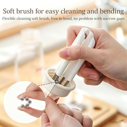 Keyboard Cleaning Brush Tool with Bendable Cup Cover, Flexible Dust Remover for Keyboards, Laptops, Office and Home, White