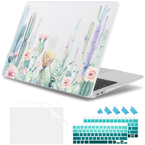 May Chen Compatible with New MacBook Air 13 inch Case 2021, 2020 2019 2018 Release Model: M1 A2337 A2179 A1932, Plastic Matte Hard Shell Case Cover for Mabook Air 13 inch with Retina Dispaly, Cactus - color: Beautiful cactus