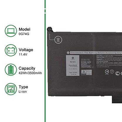 0G74G 02PFPW Laptop Battery Replacement for Dell Latitude 5300 5310 7300 7400 P97G P97G001 P97G002 P96G P96G002 P96G003 P99G P99G001 P100G P100G001 Series OG74G 2PFPW 11.4V 42Wh 3500mAh - size: 10.2*5.9*1.2inch 0G74G
