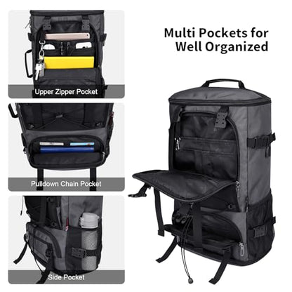 WITZMAN Travel Backpack for Men Convertible Large Carry on Bag | Large Nylon Laptop Backpack Fits 17 Inch, Airline Approved, Shoe Compartment, For Weekend Trips, Daily, B689 Silvery Grey