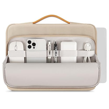 DOMISO 360 Protective Laptop Sleeve 14 inch Laptop Case with Handle Computer Carrying Case for MacBook Pro 14 inch M4 M3 M2 M1 Chip Pro,Beige - color: Beige, size: 14 inch