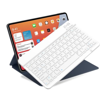 Bluetooth Keyboard for iPad 10th Generation, iPad Pro 13/12/11/10/9/8/7 inch, iPad Air 13/11th Gen, iPad Mini, IOS Windows Android Tablets - Slim Wireless Portable Travel Office Computer Accessories - color: White