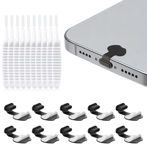 10 pcs Type C Dust Plugs, USB C Anti Loss Plug Cover, Silicone USB C Dust Cover Charging Port Protector Compatible with Phone 15, 16 17 Plus Pro Max & Type-C Devices - Black - color: Black