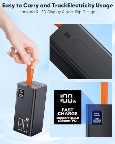 80000mAh Portable Charger Power Bank High Capacity, Fast Charging 30W PD USB C Battery Pack, 5 Output & 2 Input Large Battery Bank with LED Display & Non-Slip Design for Phone Camping Travel Outdoors - size: 80000mAh - P80-Style2