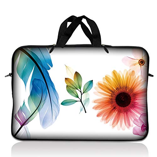 LSS 10.2 inch Laptop Sleeve Bag Compatible with Acer, Asus, Dell, HP, Sony, and More | Carrying Case Pouch w/Handle, Daisy Flower Leaves Floral - color: Daisy Flower Leaves Floral, size: 8 in -10.2 in