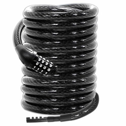 Lumintrail Extra Long Coiled Bike Cable Lock 3/8 Inch 30ft (4, 6, 10, 15, 30ft), Weatherproof Locks for Kayak, Bike, Scooter, Outdoor Equipment, Resettable Combination Lock Anti Theft Protection - size: 30-FT