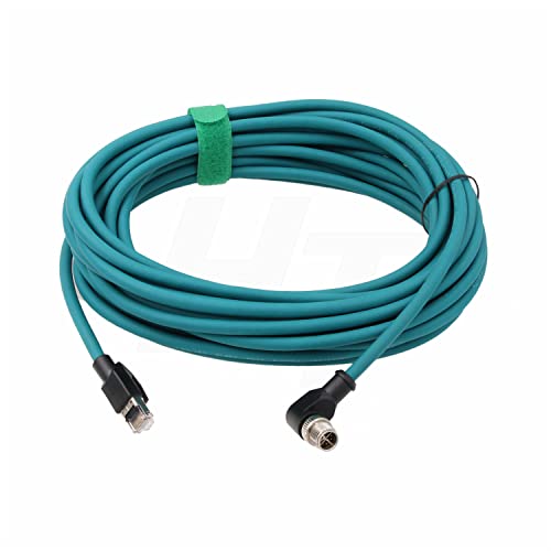 M12 GigE Ethernet 8 Pin X-Code RJ45 Cable CAT7e for Cognex Basler Baumer Sick Keyence Datalogic Microscan Vision Camera Sensor Reader, Right Angle 90-Degree (20m) - size: 20m