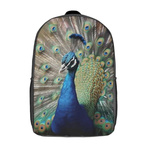 Laptop Backpack with Pocket, Large, Adjustable 17 Inch Bag, Waterproof | The Peacock Computer Bag for Work, Breathable, Expandable Backpack for Women Men, Portable
