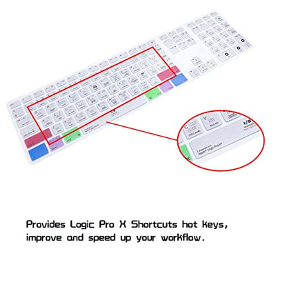 HRH for iMac G6 MB110LL/B MB110LL/A A1243 Keyboard with Numeric Keypad NumberPad Print:Logic Pro X Functional Shortcuts Hot Keys Design Silicone Keyboard Skin Cover [US/EU Layout] - color: Z-Logic Pro X