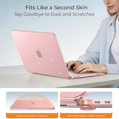 EooCoo for MacBook Neo Case 13 inch 2026, 100% Match Color, Sparkly Blush | Lightweight, Protective Hard Shell Case & Keyboard Cover & Screen Film, Model A3404 with A18 Pro Chip - color: Sparkly Blush