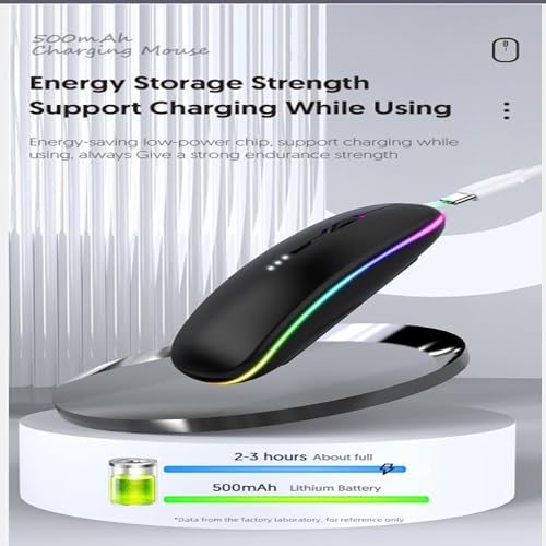 Guiheng Wireless Bluetooth Mouse,LED Dual Mode Rechargeable Silent Slim Laptop Mouse,Portable(BT5.2+USB Receiver) Dual Mode Computer Mice,for Laptop,Desktop Computer,ipad Tablet,Phone,TV (Black) - color: black