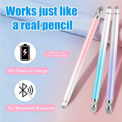Bopomofo 3PCS Stylus Pen for Touchscreen,High Sensitivity & Precision | Metal Barrel,Fiber Tip,No Charging,Compatible with iPhone iPad Android Microsoft Surface Nintendo Switch Touch Screen - color: C-Purple/Pink/Blue