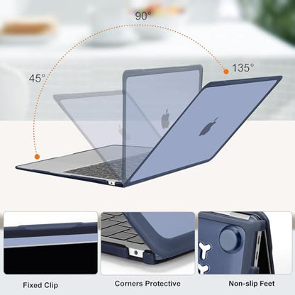 MOSISO Compatible with MacBook Air 13 inch Case M1 2018-2021, Midnight Blue | Reduces-Fingerprints with Soft TPU Bumper Shell&Keyboard Cover for MacBook Air 13.3 M1, 2021 2020 2019 2018 A2337 A2179 A1932 - color: Midnight Blue