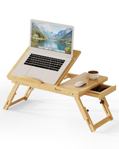 Bamboo Lap Desk, Adjustable Bed Desk with 4 Angle Options & Folding Design | Lap Desks for Adults, Ideal for Bed, Writing, Office Work, Drawing, Sofa & Travel