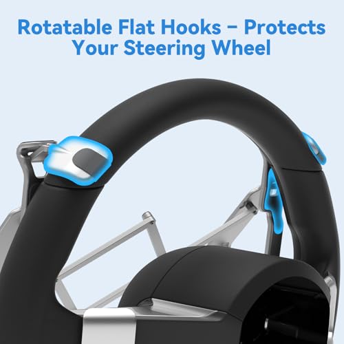 Car Laptop Desk for Steering Wheel, Heavy Duty Aluminum Foldable Tray & Workstation, Height Adjustable Computer Mount Holder for Truck SUV Tesla, Portable Travel Table