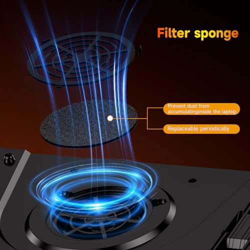 IETS GT300 Upgraded Laptop Cooling Pad with Adjustable Stand, Turbo Boosted Cooler for Rapid Cooling 10-17inch Gaming Laptop, Flexible Sealing Ring，Featuring Air Filtration and USB Hub - color: GT300F1(Hub)