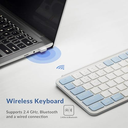 Keychron B1 Pro Ultra-Slim ZMK/Launcher Wireless Bluetooth 2.4 GHz/Wired Connection Keyboard for Mac Windows Linux - Retro Blue - color: Retro Blue