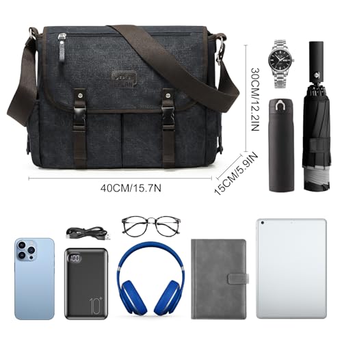 Messenger Bag Men,Waterproof Crossbody Bag,Satchel Shoulder Bag | Waterproof - color: A-black-large