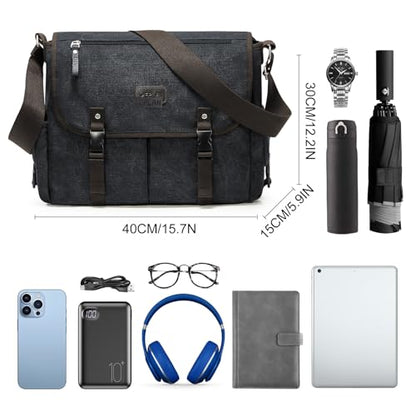 Messenger Bag Men,Waterproof Crossbody Bag,Satchel Shoulder Bag | Waterproof - color: A-black-large