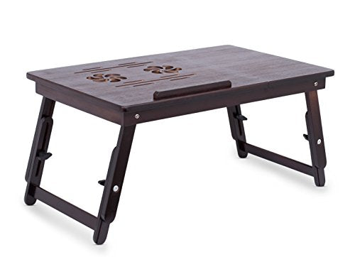 Bamboo Ventilation Lap Tray with Adjustable Legs (Walnut)