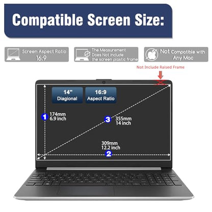 KEANBOLL 14 inch Laptop Screen Protector Tempered Glass Compatible with Other All 14" Laptops with 16:9 Aspect Ratio,(309x174 / W x H)-Ultra Clear & 9H Hardness,14 Tempered Glass Shield - size: 14-inch-16:9-aspect ratio