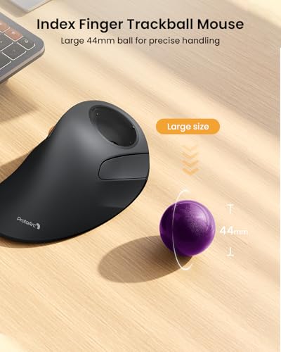 ProtoArc Wireless Bluetooth Trackball Mouse, EM03 NL Ergonomic Rollerball Mouse Rechargeable Computer Mice, 3 Device Connection, Compatible with PC, iPad, Mac, Windows-Purple Ball - color: Purple