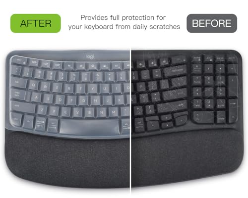 Keyboard Cover Skin for Logitech Wave Keys MK670 Combo Keyboard Skin, Logitech Wave Keys Wireless Ergonomic Keyboard Cover Protector Skin, Logitech Wave Keys Accessories, Clear - color: Clear