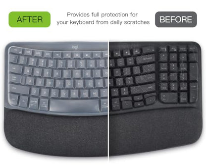 Keyboard Cover Skin for Logitech Wave Keys MK670 Combo Keyboard Skin, Logitech Wave Keys Wireless Ergonomic Keyboard Cover Protector Skin, Logitech Wave Keys Accessories, Clear - color: Clear