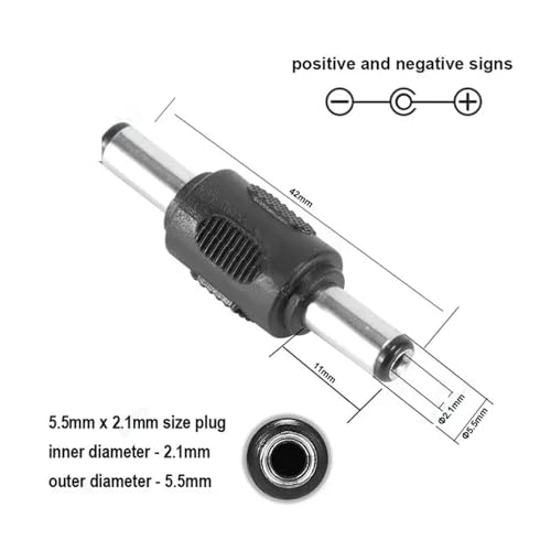 DC Power Connector DC Power Plug Connector Adapter Female to Male Jack Panel Mount Terminal Converter for Laptop(Gold) - color: Gold