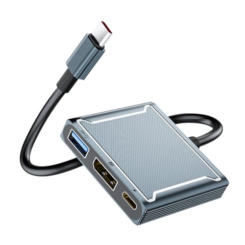 USB C to DisplayPort Adapter 8K 60Hz, Plug & Play, DP ALT Mode Support | 3-in-1 Multiport Adapter Dock w/Type C Cable 1xDP 1.4 1xUSB 2.0 1x100W PD Charging for MacBook Pro, iPad Pro, Monitor