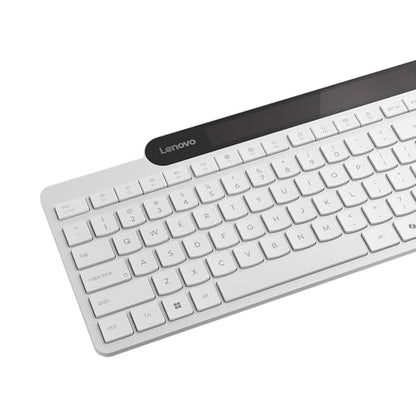 Lenovo 800 Self-Charging Bluetooth Keyboard, Uses Ambient Light for Charging, Bluetooth 5.1, Supports 3 Devices, Battery Free, Wireless, White - color: White