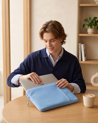 ProCase Laptop Sleeve 15" for MacBook Air/Pro 15 Inch M5/M4/M3/M2 -Airblue | Slim Travel Sleeve with Soft Plush Lining & Large Front Pocket, Water-Resistant, Also Fit 15" HP Dell Lenovo ASUS Acer - color: Airblue, size: 15-inch