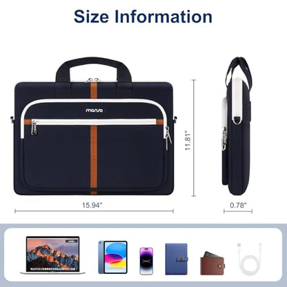 MOSISO Laptop Shoulder Bag Carrying Case, 15-16 inch Computer Bag | Compatible with MacBook Pro 16 inch/Air 15 inch, HP Dell Lenovo Acer Asus, Messenger Bag with Trolley Sleeve & Pockets, Blue