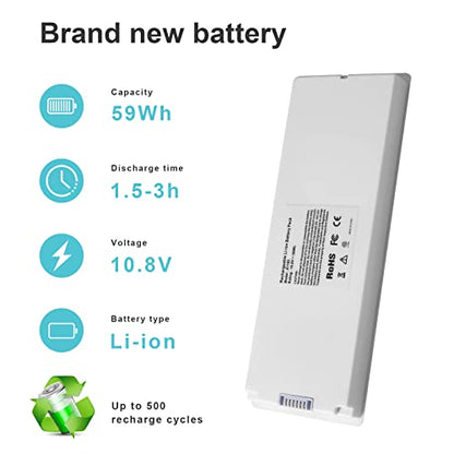 ARyee 59Wh 10.8V A1185 Laptop Battery Replacement for Apple MacBook 13 A1181 MA561 MA254 MA255 MB402 MB061 MB062 (Mid/Late 2006, Mid/Late 2007, Early/Late 2008, Early/Mid 2009)