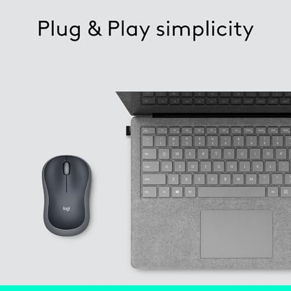 Logitech M185 Wireless Mouse, 2.4GHz with USB Mini Receiver, 12-Month Battery Life, 1000 DPI Optical Tracking, Ambidextrous PC/Mac/Laptop - Swift Grey (Pack of 4) - color: Swift Grey, size: 4 Pack, style: USB Receiver