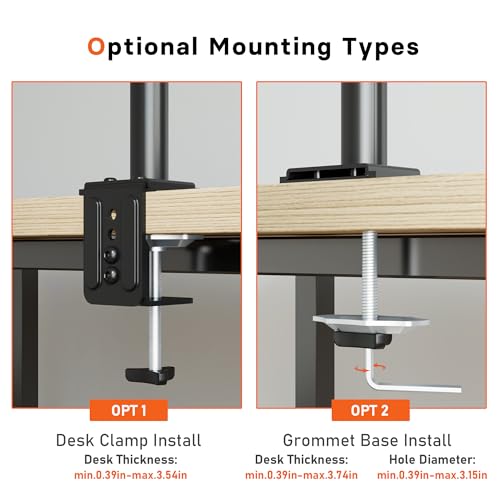 BONTEC Laptop Arm for Desk, 13-32 Inch, 22lbs, VESA 75/100 Compatible | Fully Adjustable Monitor Arm with Vented Tray for LCD Screens and Notebook up to 17", Dual Mounting Options - size: Single