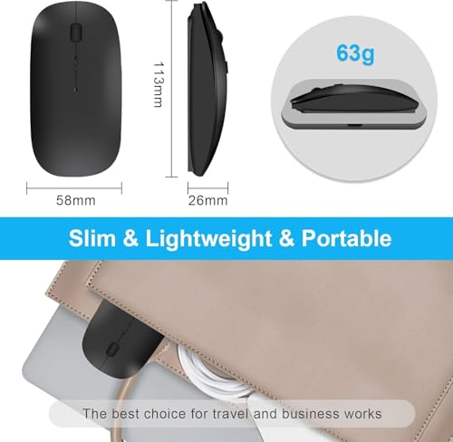 Rechargeable Bluetooth Mouse for Laptop,Wireless Mouse for MacBook air/mac/MacBook pro,Mouse jiggler Bluetooth 5.2/3.0 and 2.4GHz USB Type-C