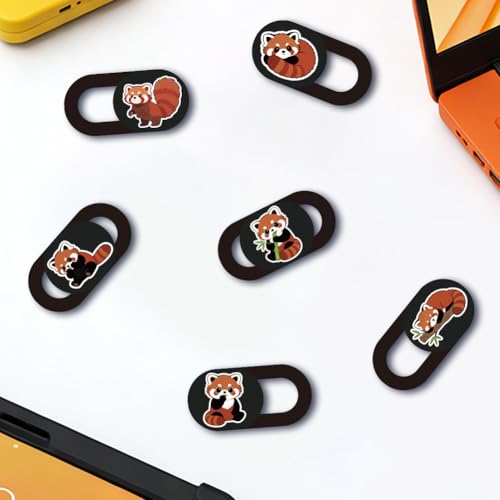 6Pcs 6 Styles Red Panda Camera Cover Slide Cute Privacy Guard Accessories, Phone Front Camera Blocker 0.04 Inch Ultra Thin for Laptop Desktop Computer Tablet Notebook Mini PC Office Use - color: Red Panda