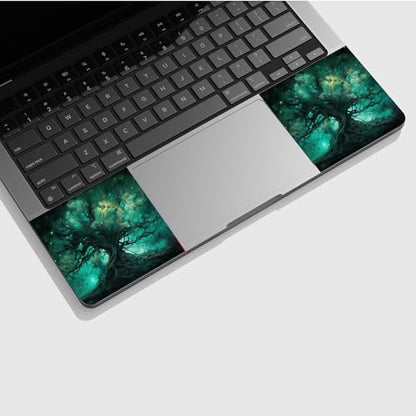Universal Laptop Skin Sticker with 2 Wrist Pad Skins, Waterproof Scratch Resistant Vinyl Laptop Cover Decal, Cut to Fit for 11–15.6 Inch MacBook HP Dell Lenovo, Green Tree - color: Green Tree