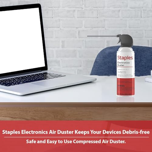 Staples Compressed Air Duster – 10 oz. Can for Electronics, Keyboards & Office Devices | Blasts away dust and debris from laptops, vents, and hard-to-reach office equipment.