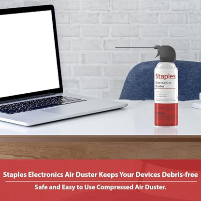 Staples Compressed Air Duster – 10 oz. Can for Electronics, Keyboards & Office Devices | Blasts away dust and debris from laptops, vents, and hard-to-reach office equipment.