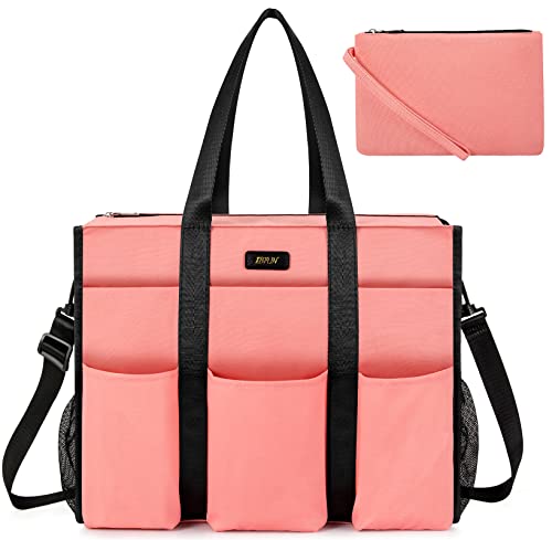 IBFUN Women - Utility Tote Bag with 24 Pockets and Laptop Compartment, Work Tote for Women - color: C6-l-pink, size: Large