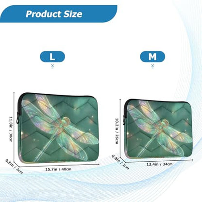 Green Dragonfly Laptop Sleeve 15 16 Inch Puffy Quilted Carrying Case Protective Computer Bag Waterproof Laptops Sleeve for Women Men - color: Green Dragonfly, size: Large